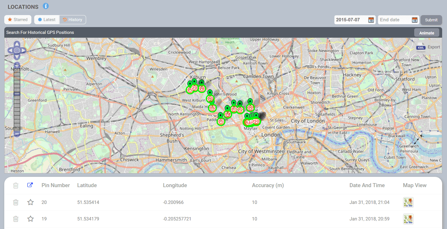 Capture d'écran de FlexiSpy Geolocalisation