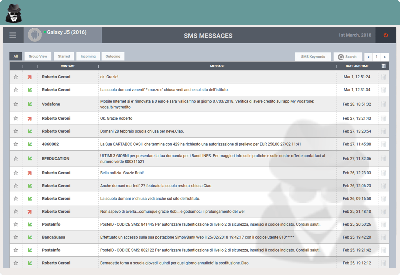 Capture d'écran de GsmSpy SMS